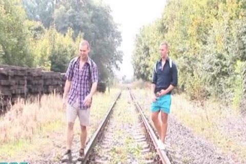 Bros plowing naked outdoors