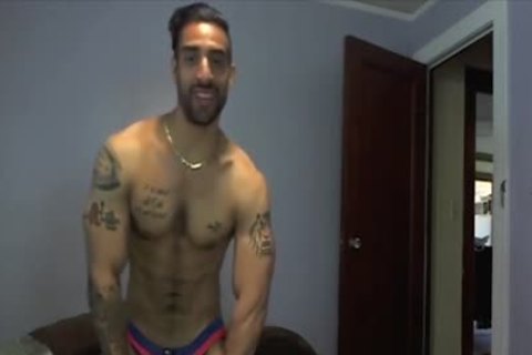 dude Strokes His stunning cock And cums In His Hand