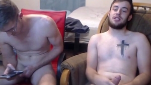 Two twinks Jerking And Cumming Onto The Glass Desk