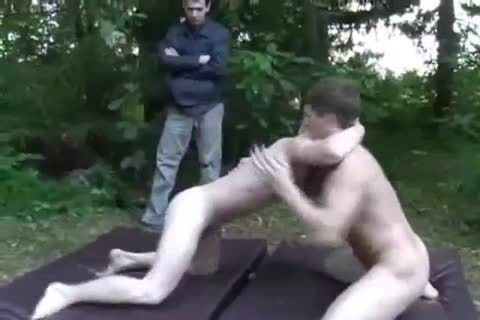 Two fellows wrestle