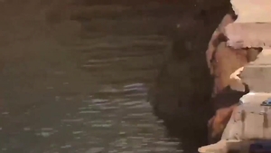 CHINESE MUSCLE DADDY nude SWIMMING AT LAKE 03